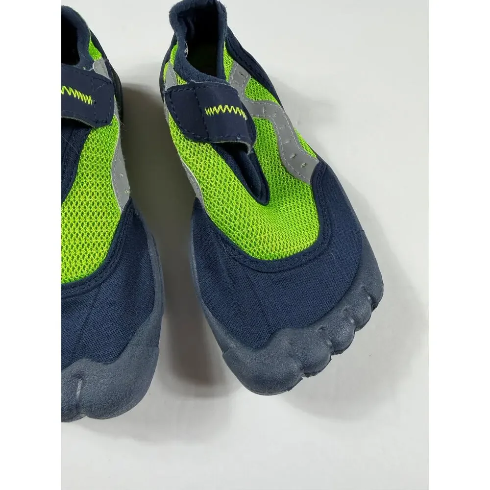 Newtz Five Finger Water Shoes Barefoot Green Navy Size 13 / 1 toddler